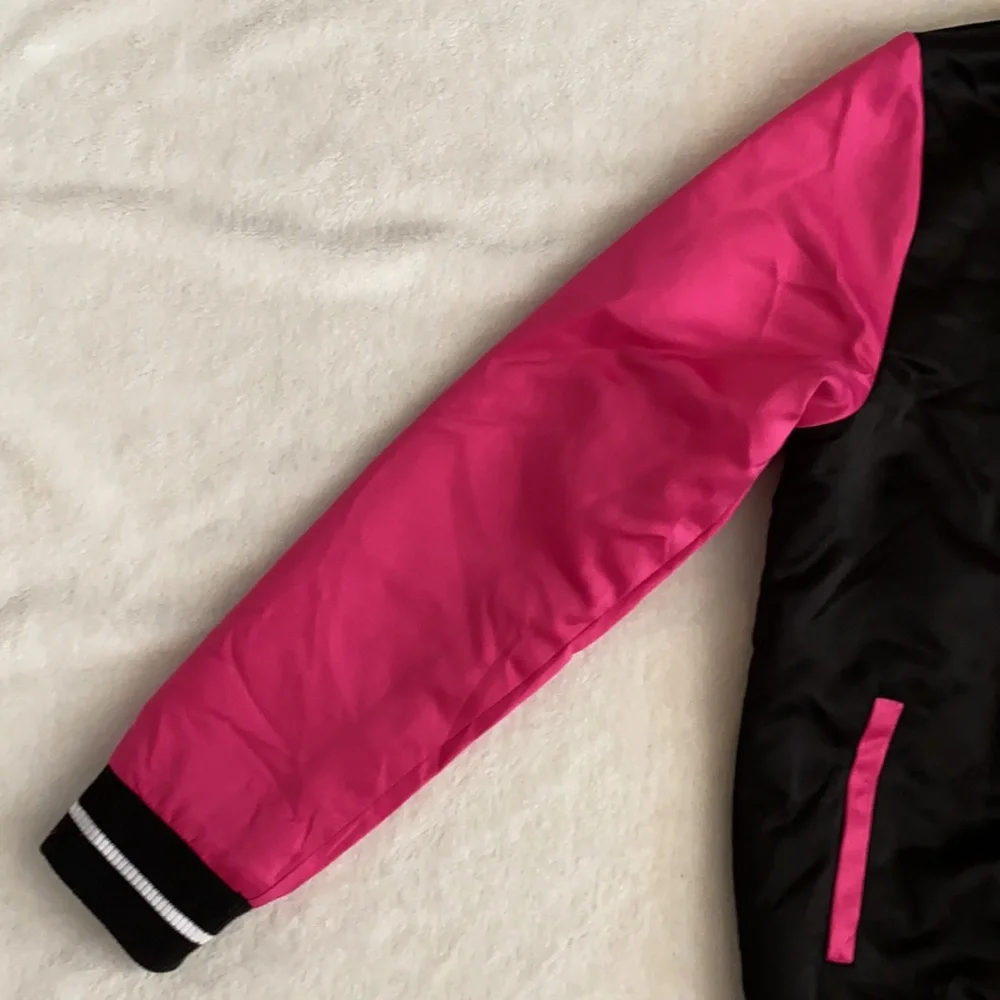 Barbie | Limited Edition Satin Bomber Jacket Corvette Graphic Black Pink (XL)